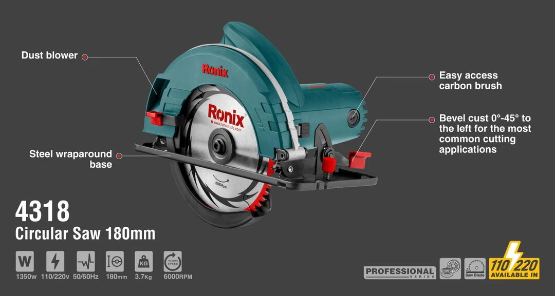 Ronix 180mm Circular Saw 4318V with information