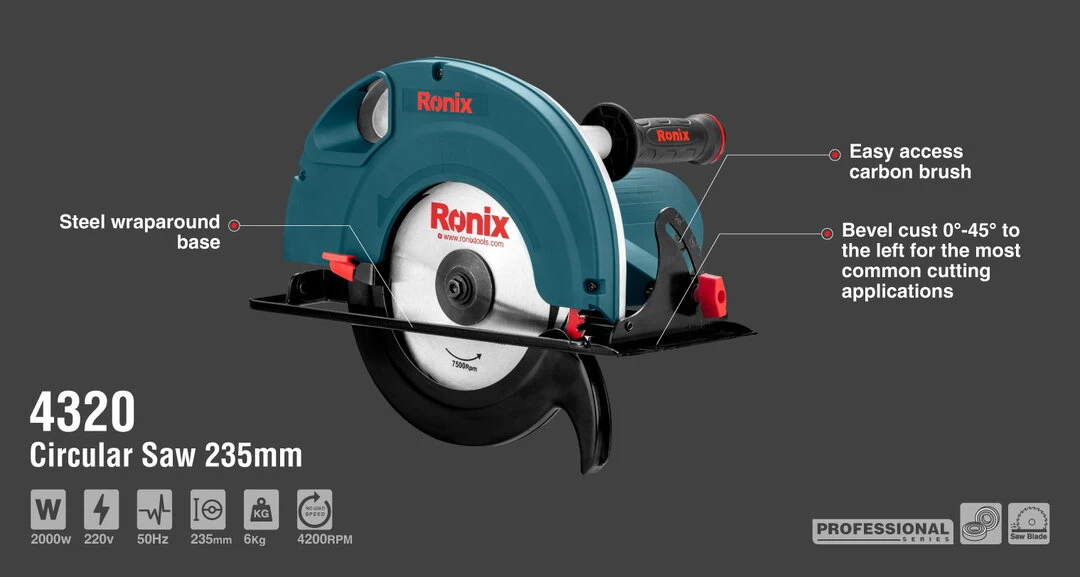 Ronix Circular Saw-235mm/2000W 4320 with information