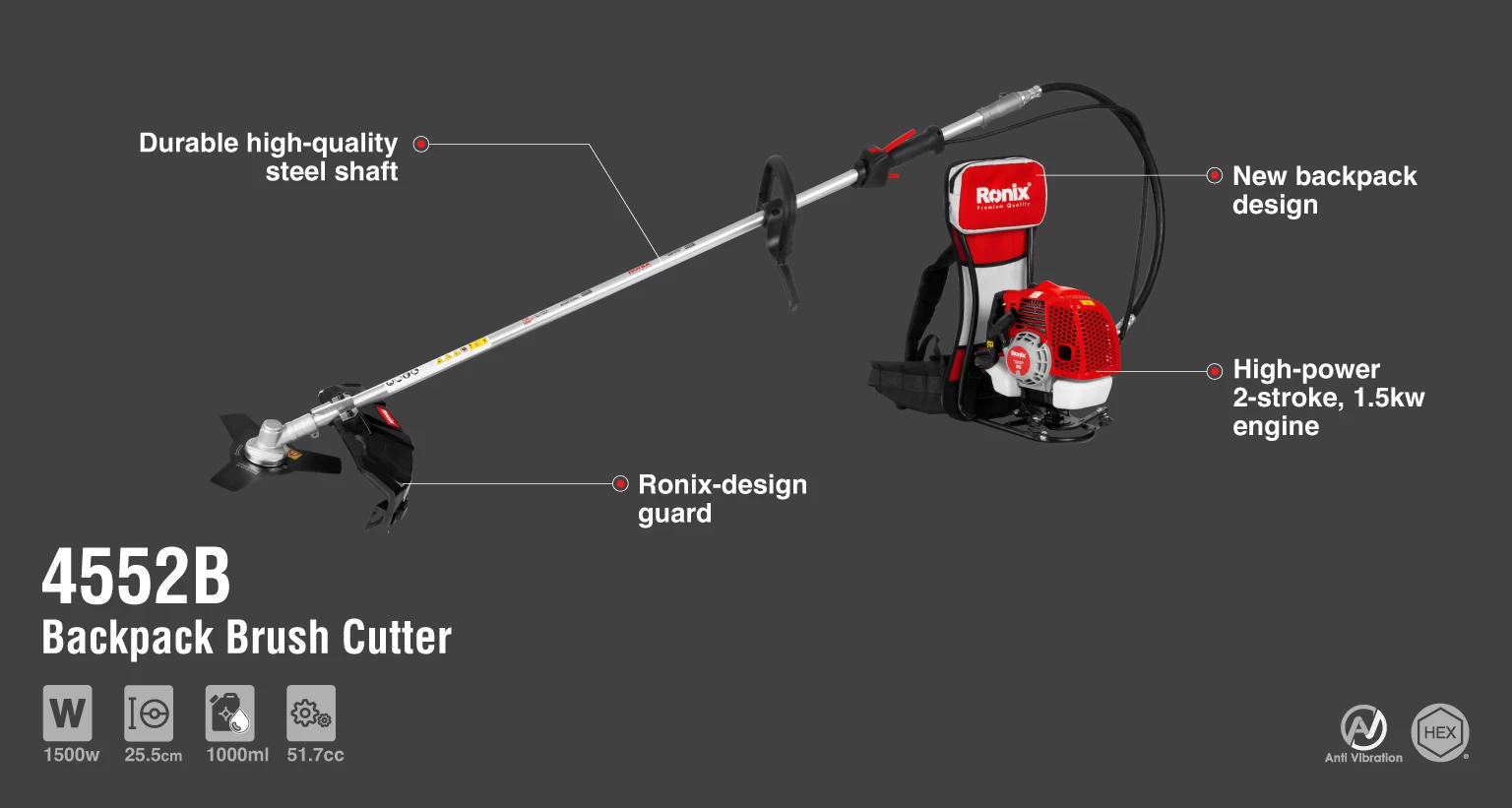 Gasoline Backpack Brush Cutter 1500W_details