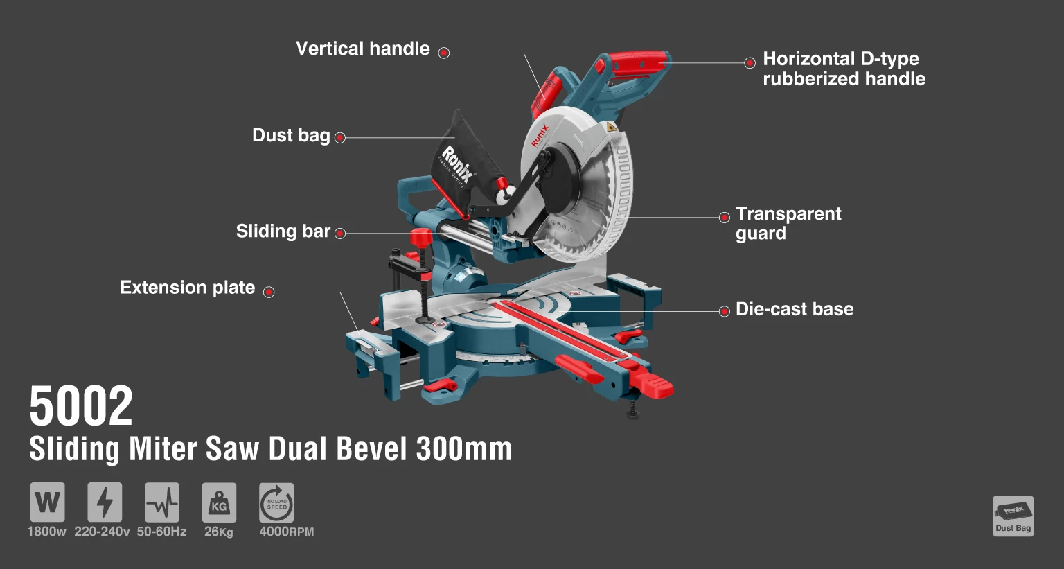 30cm Dual Bevel Sliding Miter Saw_details