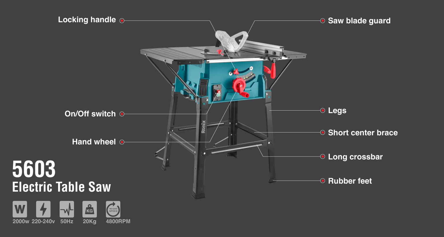 Electric Table Saw 2000W-250mm-steel_details