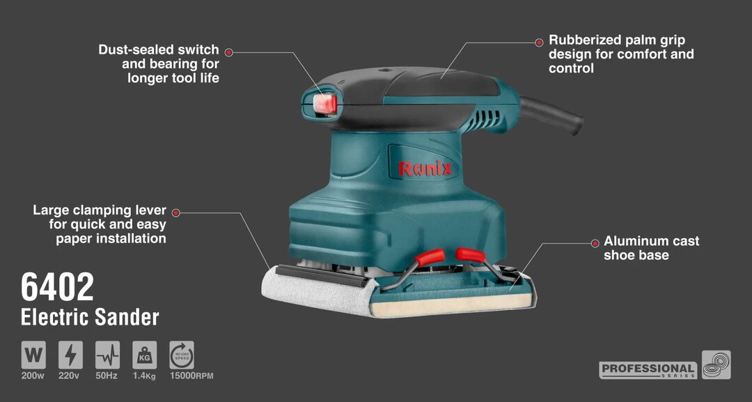 Ronix Electric Sander 6402 with information