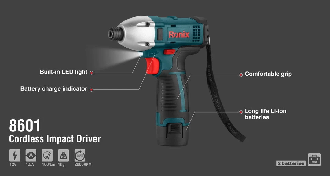 Ronix Cordless Impact Driver 8601 with information