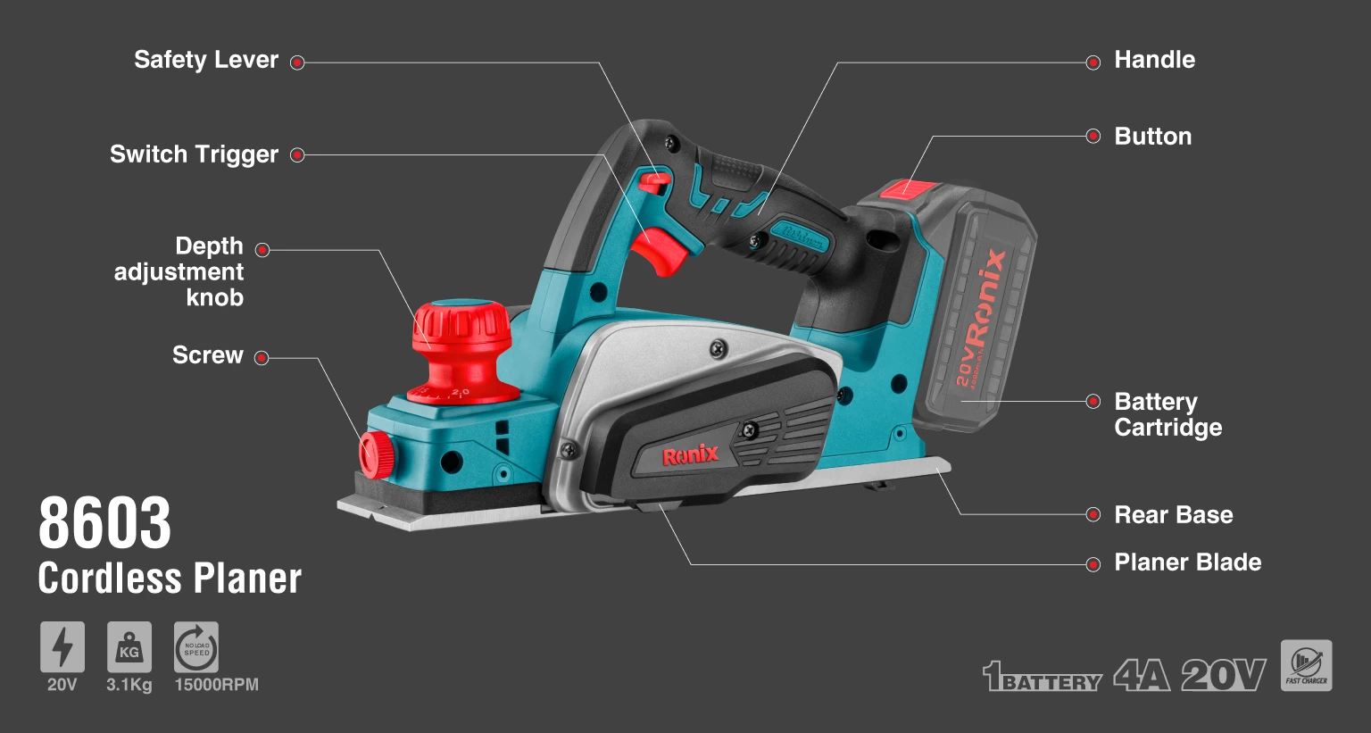 20V Cordless Planer 15000Rpm_details