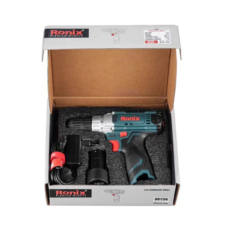 Taladro Atornillador Inalámbrico de 12V 10mm 26N m 1 batería 1 cargador caja de color