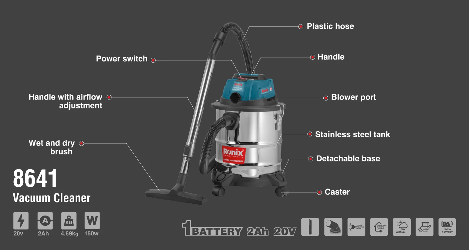 Vacuum Cleaner 20L- 20V_details