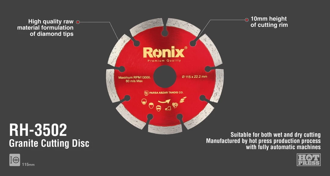 Ronix Granite Cutting Disk-115 mm RH-3502 with information