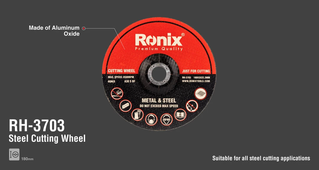 Ronix Cutting Wheel-180*3*22.2mm RH-3703 with information