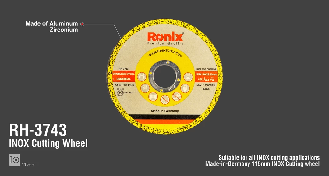 Ronix German Cutting Wheel-115*1.0*22.2mm RH-3743 with information