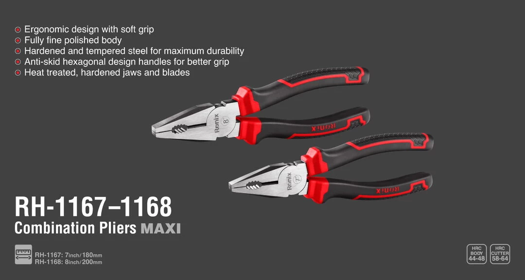 Ronix Combination Pliers-7 inch/Maxi Series RH-1167 with information