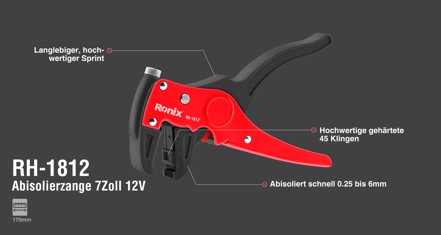 Abisolierzange 7 Zoll 12V 