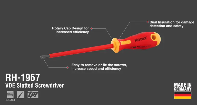 VDE Slotted Screwdriver 6.5*150 - German