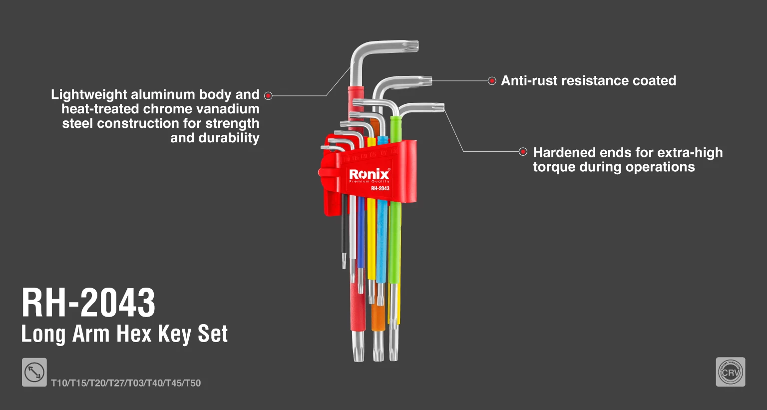 Mult Color Extra Long Arm Torx Key Set (9pcs)_details