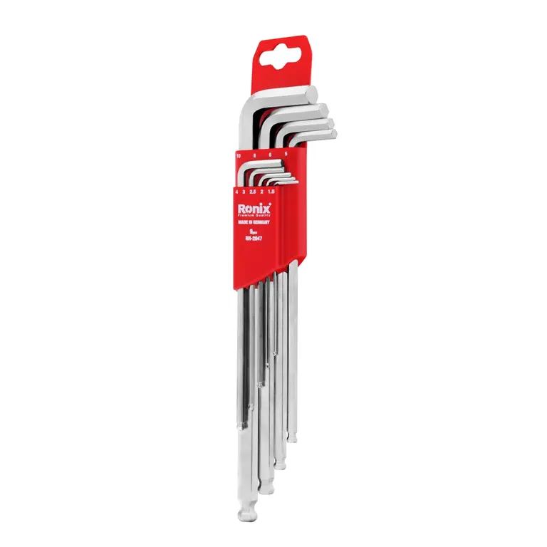 9pcs Long Arm Hex Key set with ballpoint German