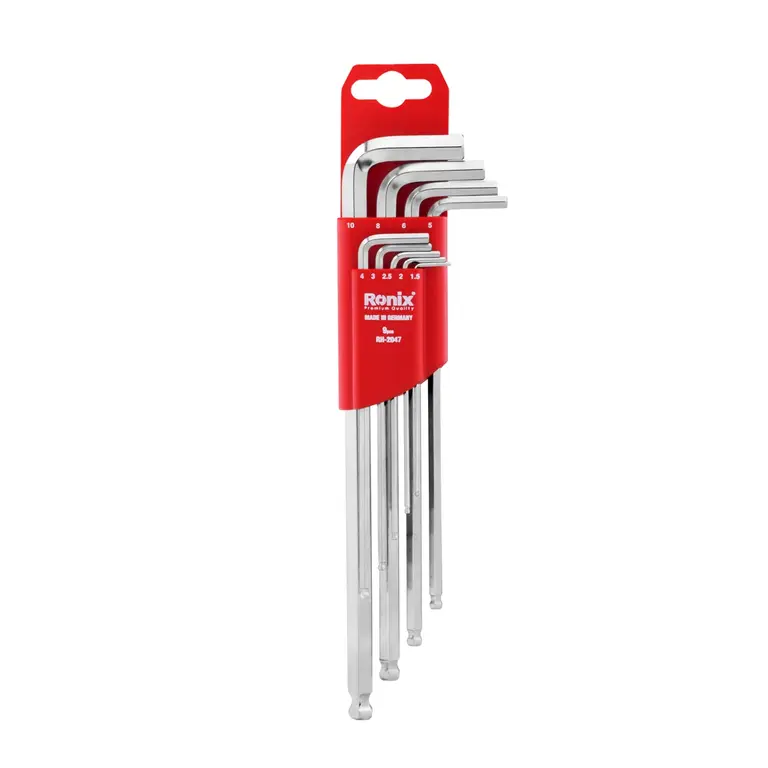 9pcs Long Arm Hex Key set with ballpoint German