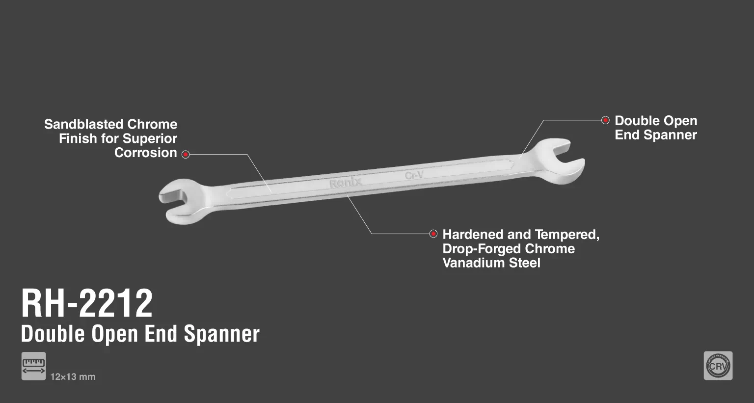 Double Open-End Spanner 12x13mm_details