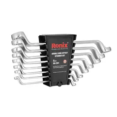Double Ring offset Spanner set (8pcs) with plastic Rack)