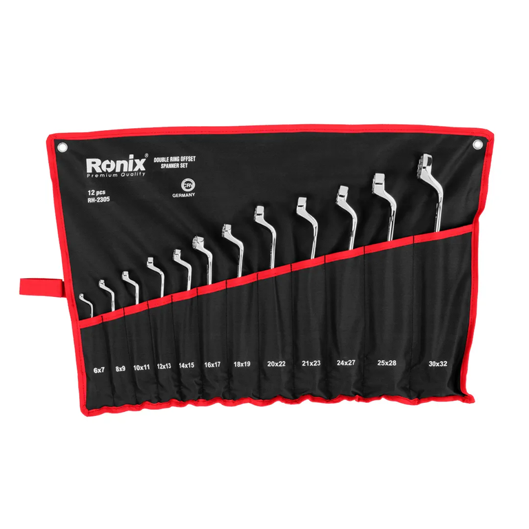 Double ring offset spanner set 12pcs