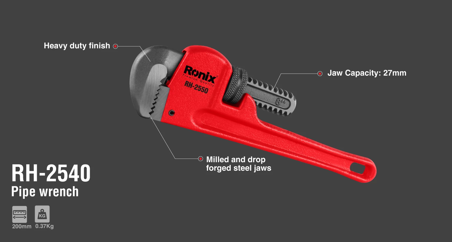 Pipe Wrench 8 inch_details