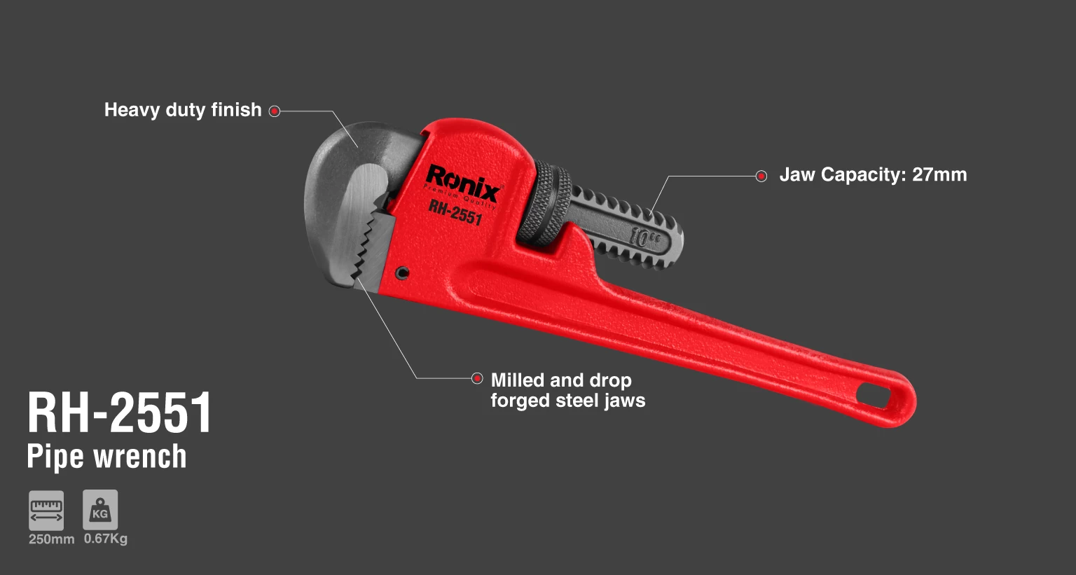 Pipe Wrench 10 inch_details