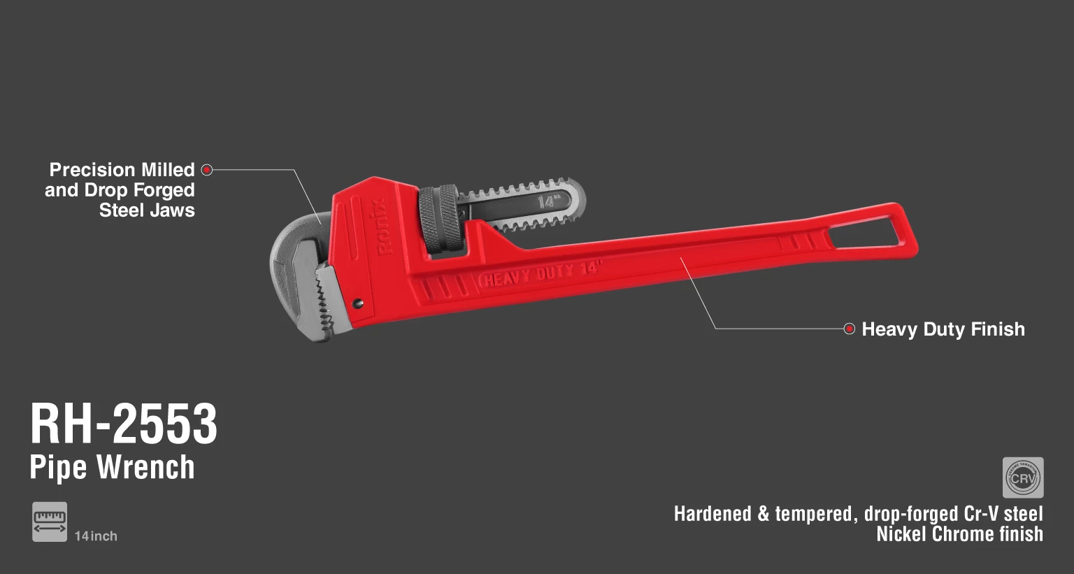 Pipe wrench 14 inch_details