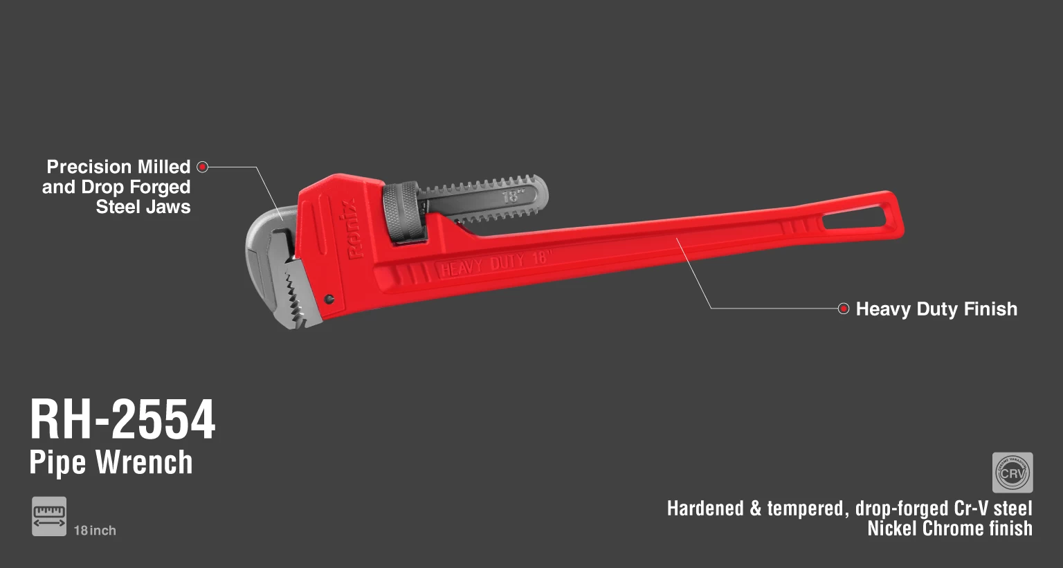 pipe wrench 18 inch_details