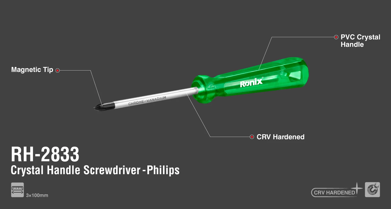Phillips Handel Screwdriver 3x100mm_details