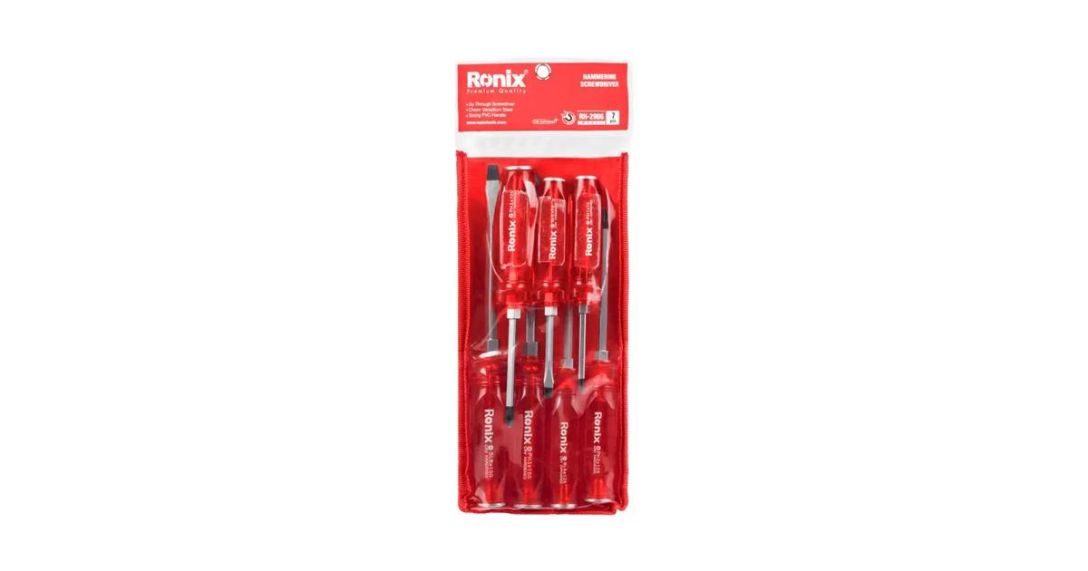 Ronix Model Rh-2906 Magnetic+ Cr-V 7 PCS Hammering Screwdriver Set