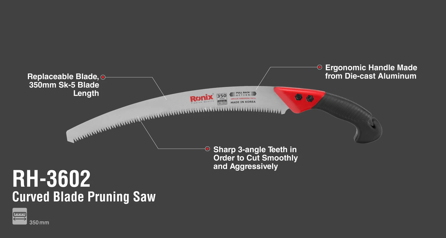 Curved Blade Pruning Saw 350 mm_details
