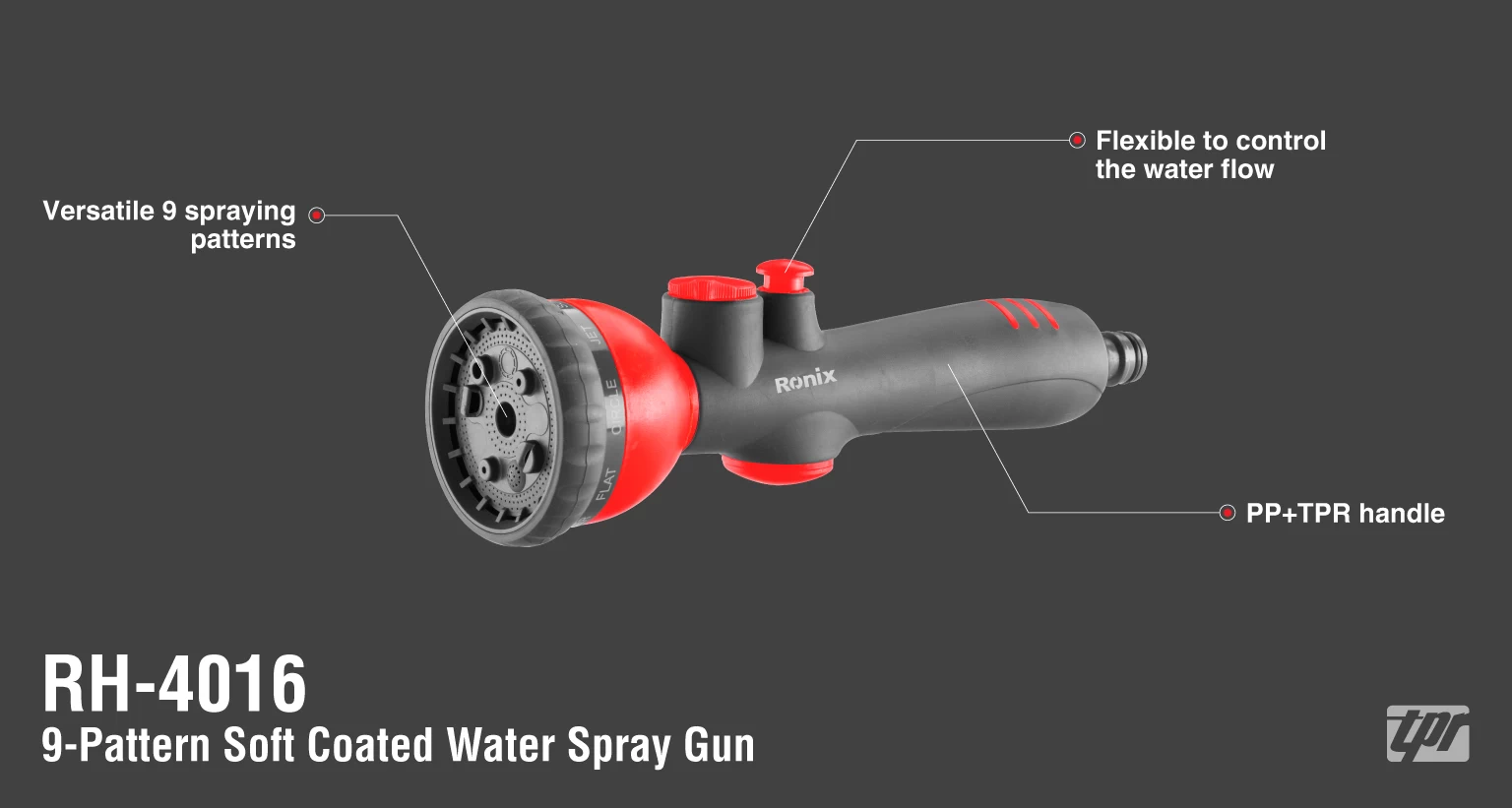 9-Pattern soft coated water spray gun_details