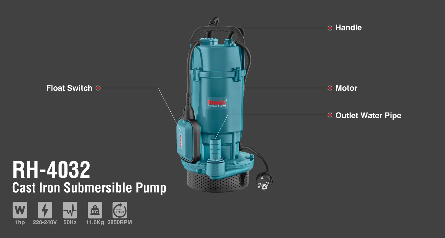 Cast iron Submersible pump 1 hp_details
