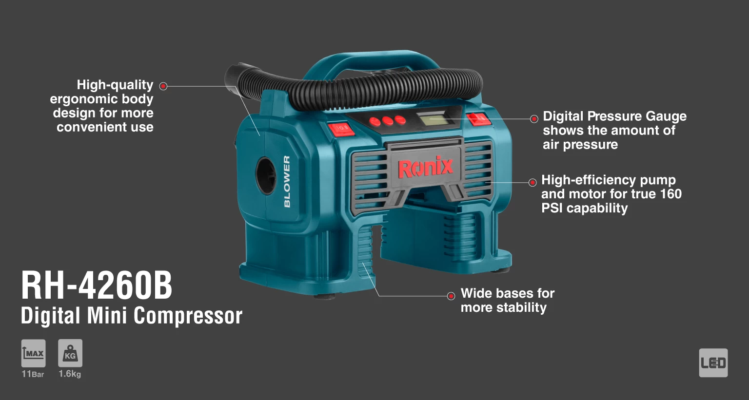 Mini Digital Compressor 11Bar with Pouch bag_details