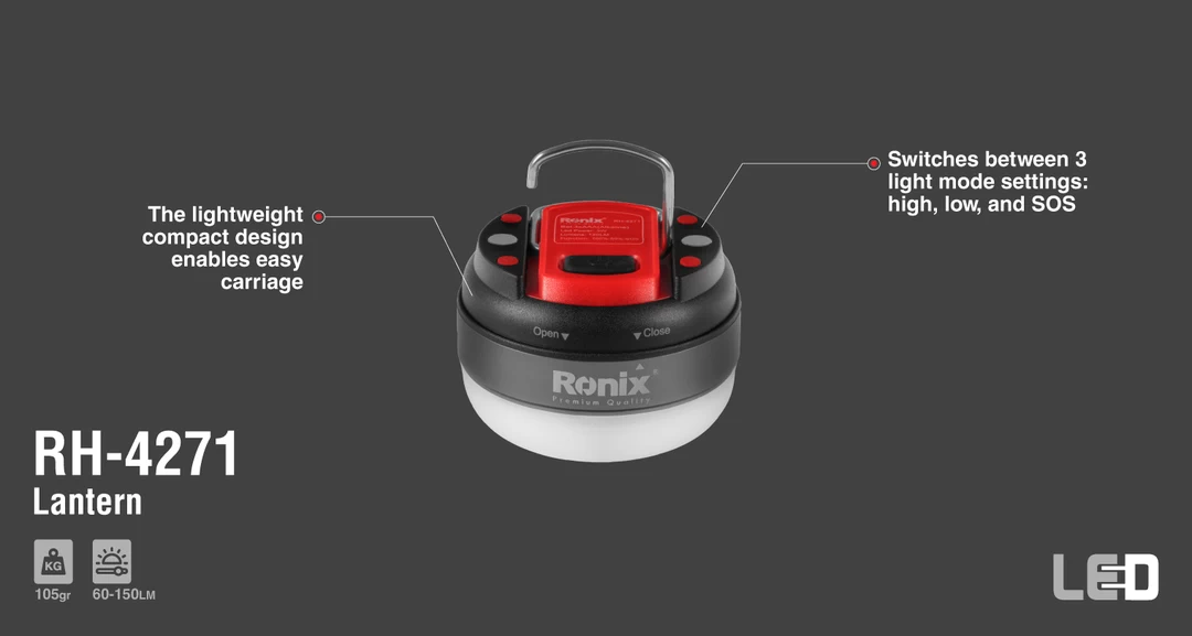 Ronix Rh-4276 Lantern Spot Light Hand Held Large LED Outdoor