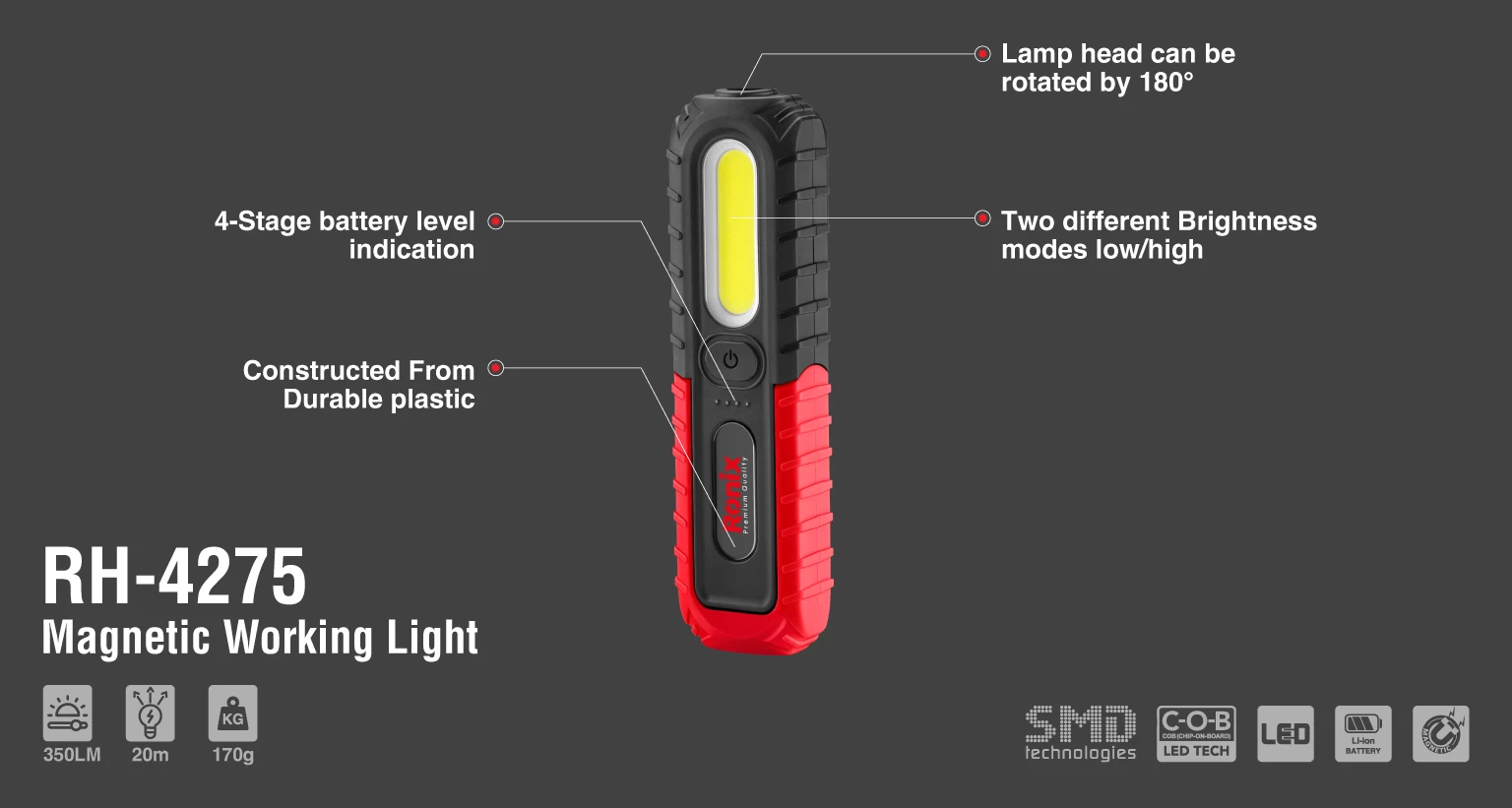 Magnetic Working light-350lm_details
