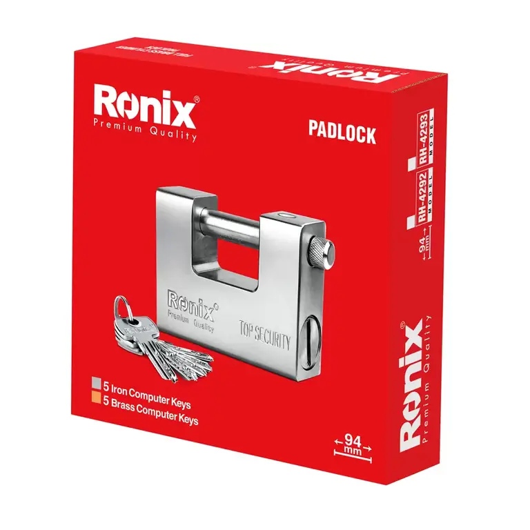 Rectangular Padlock with Brass Key-94mm
