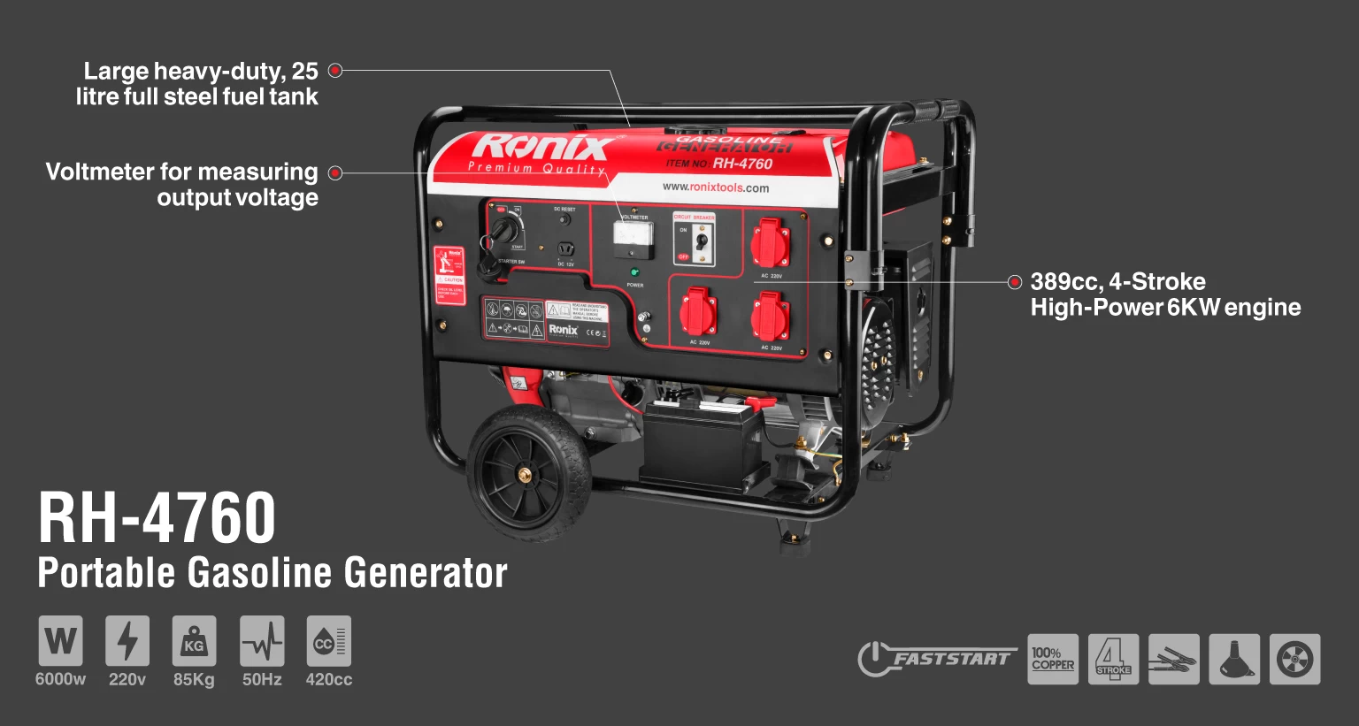 Generador Eléctrico de Gasolina 6000W_details