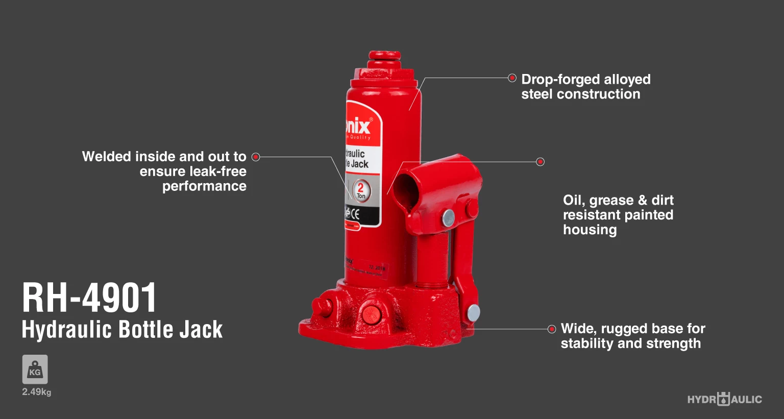 Hydraulic Bottle Jack, 2 Ton_details