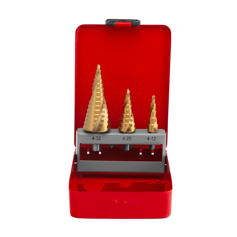 3pcs Spiral Step Drill Bit Set