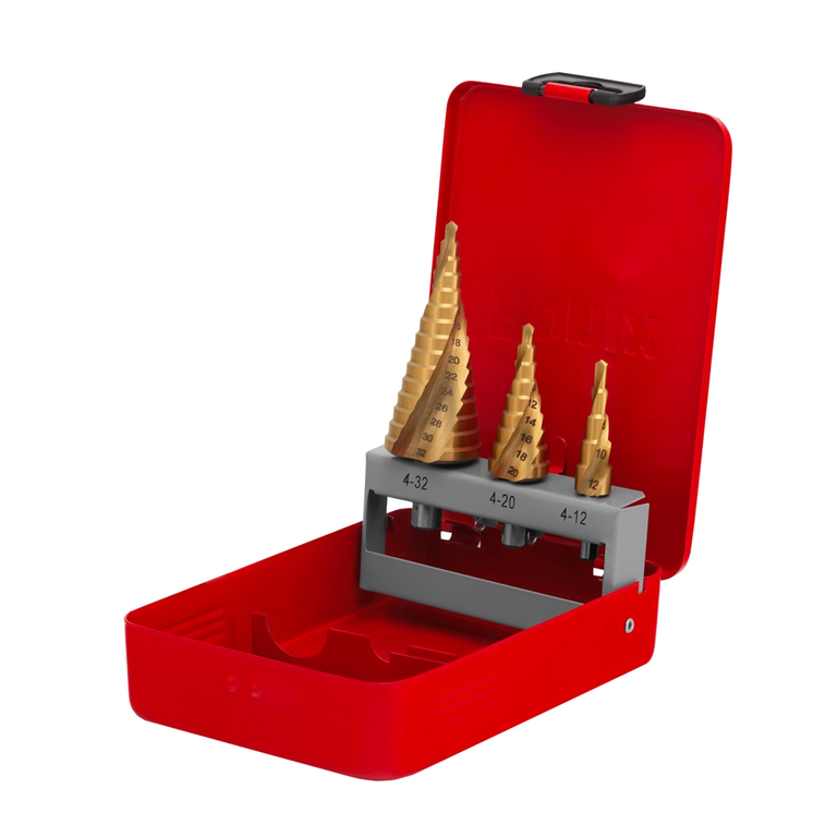 3pcs Spiral Step Drill Bit Set