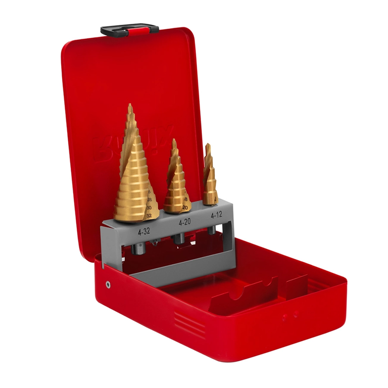 3pcs Spiral Step Drill Bit Set