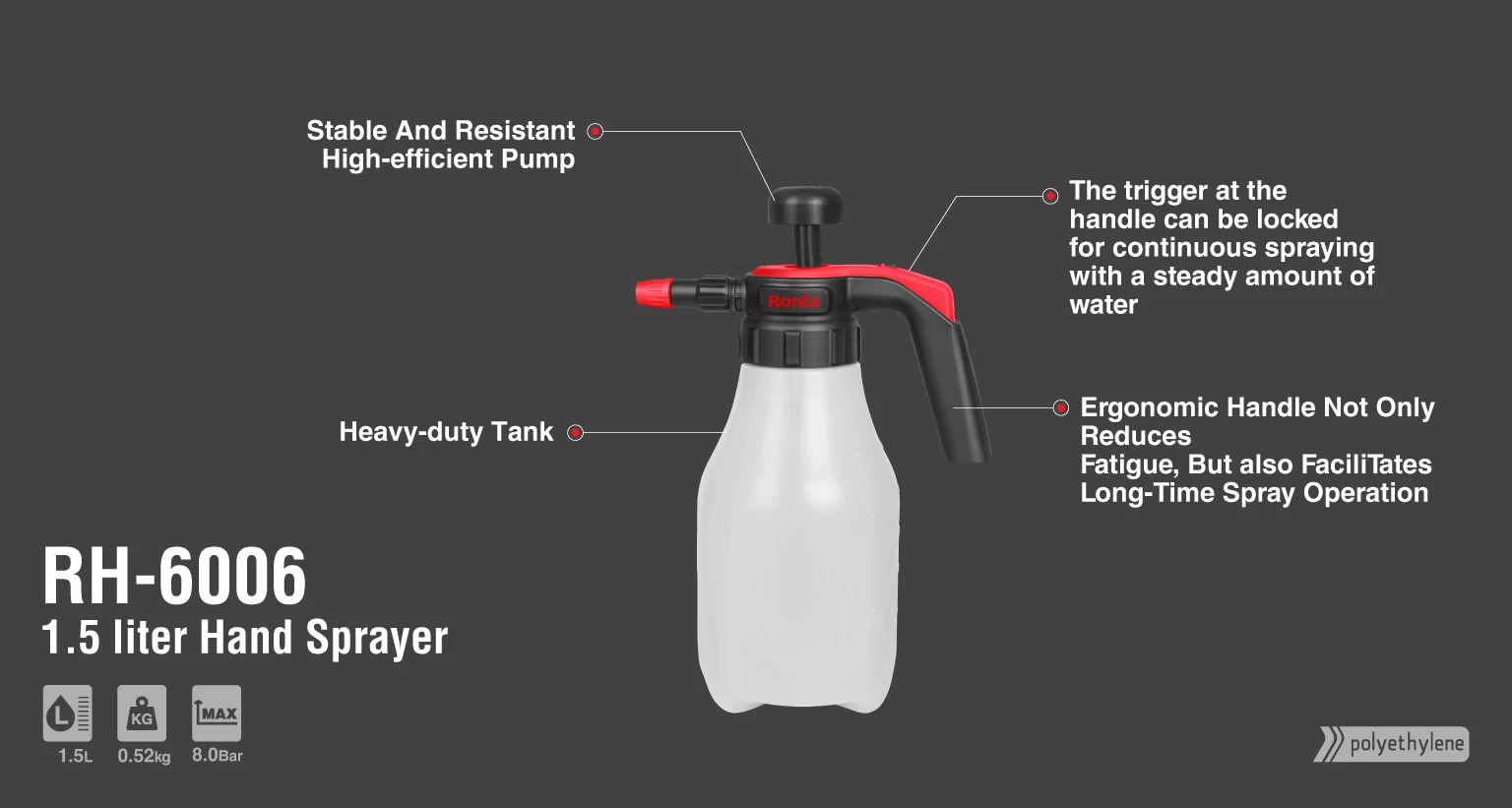 Ronix RH6006, 1.5liter Hand Sprayer 🧰 Ronix Tools