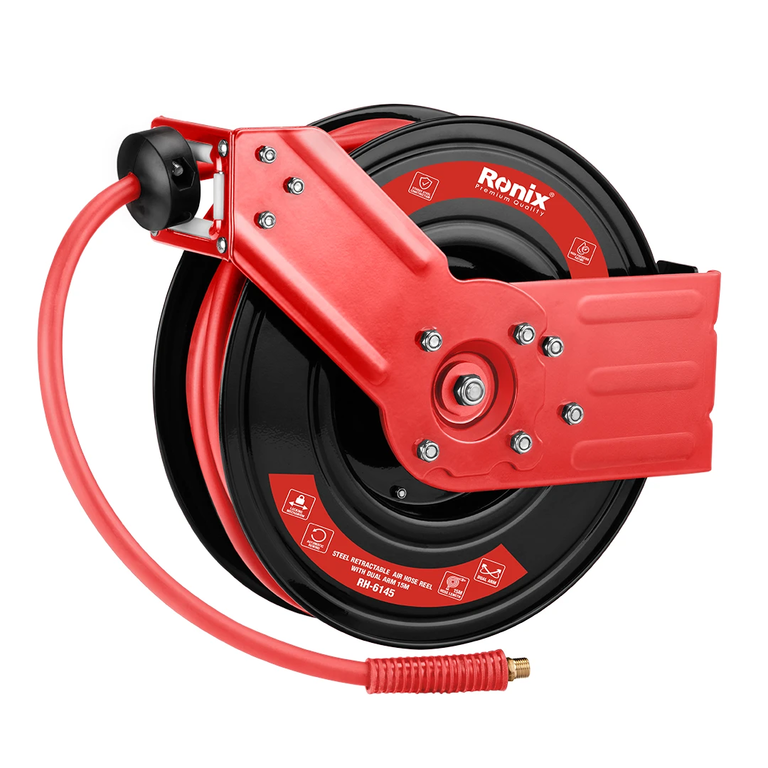 Steel Retractable Air Hose Reel With Dual Arm 15M