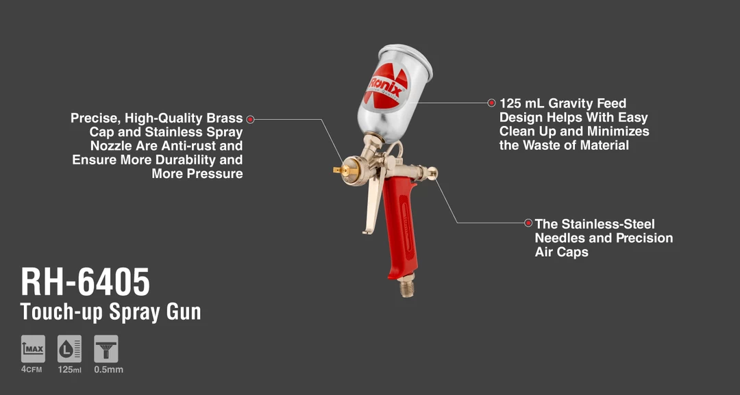 Pistola Pulverizadora de taza de acero y boquilla 0.5mm_details