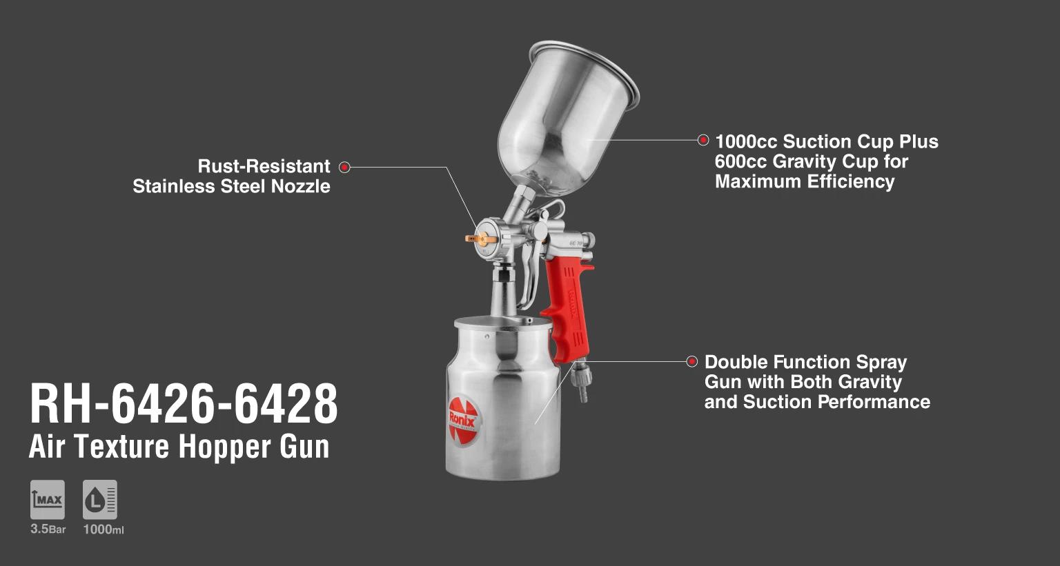 Pistola Pulverizadora de doble depósito y boquilla 1.8mm_details