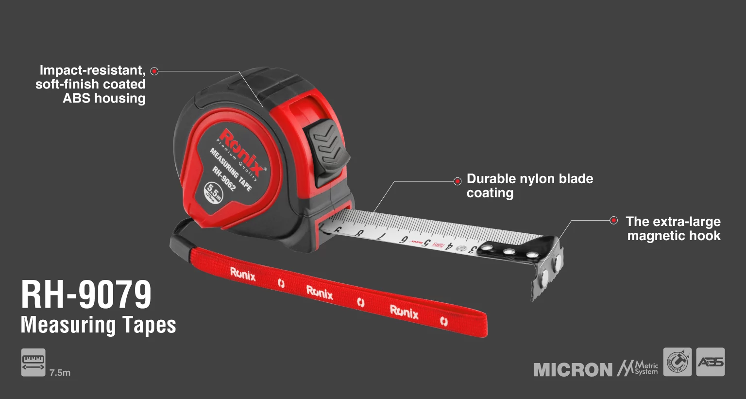 Measuring tape 7.5m-Micron model_details