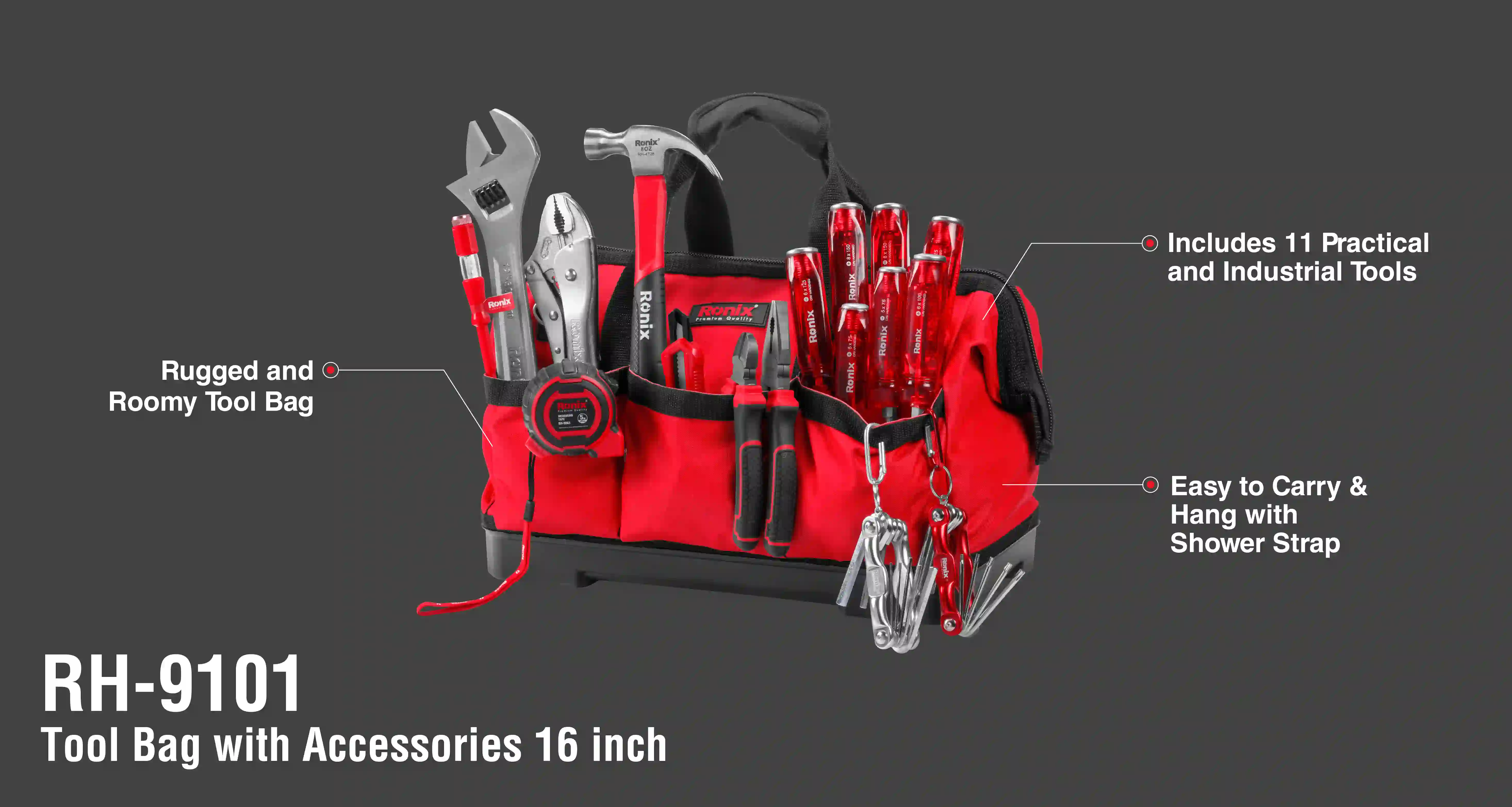 Tools Bag with Accessories - RH-9101 | 🧰 Ronix Tools