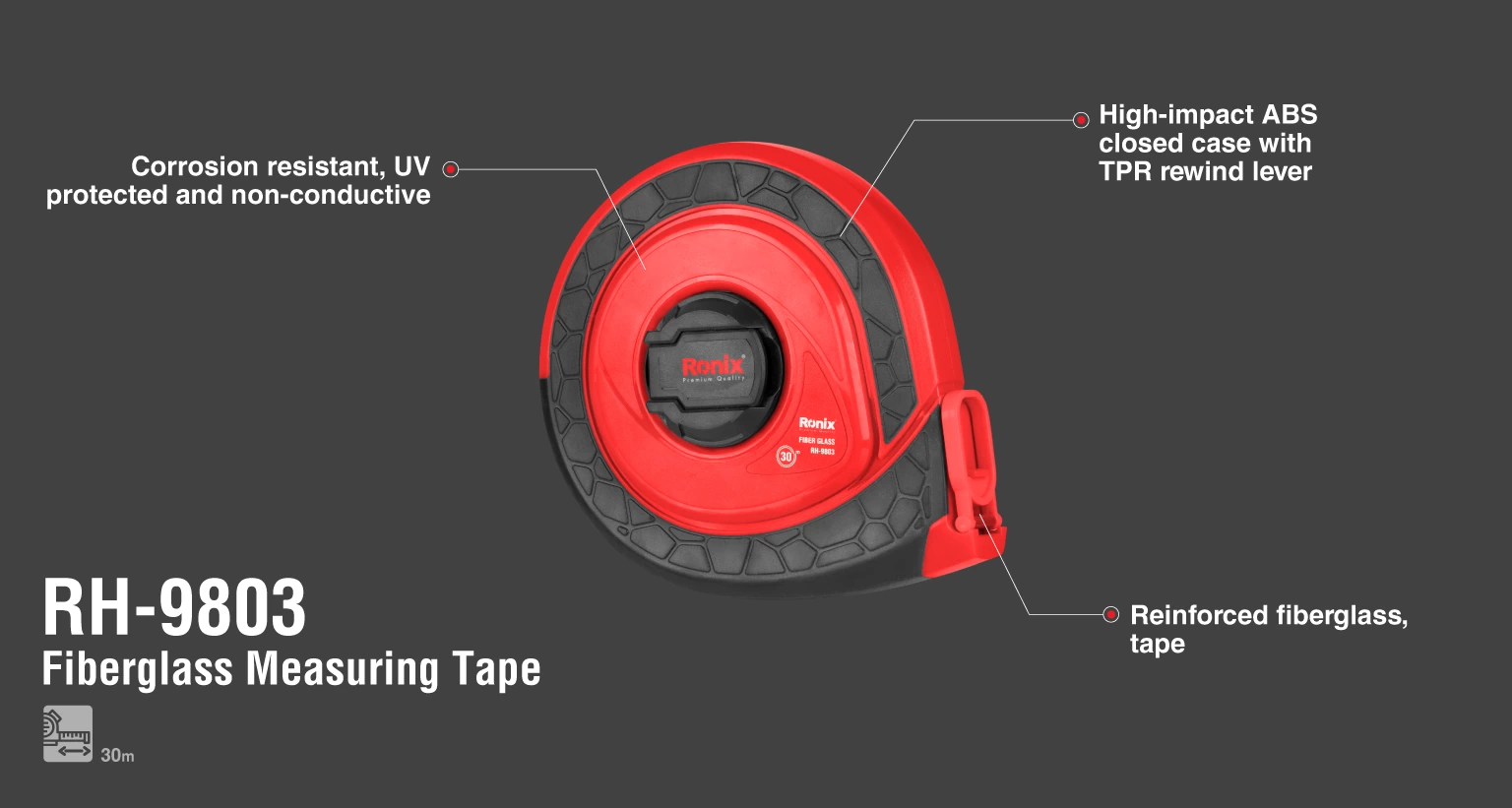 Fiberglass Measuring Tape 30m-0.45 mm_details