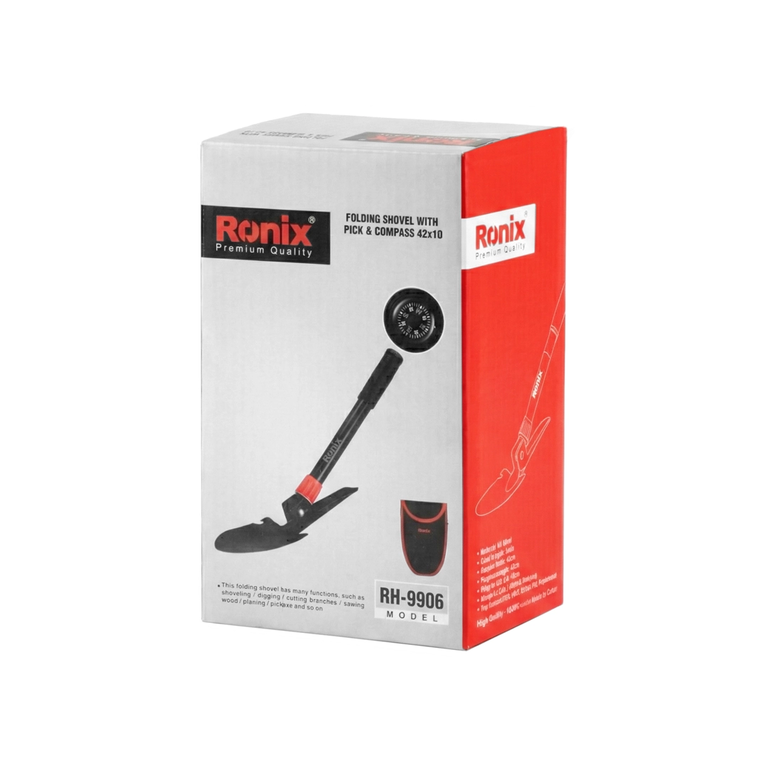 Klappspaten mit Spitzhacke und Kompass