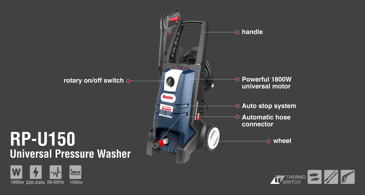 Universal High Pressure Washer 150 Bar-1800W_details
