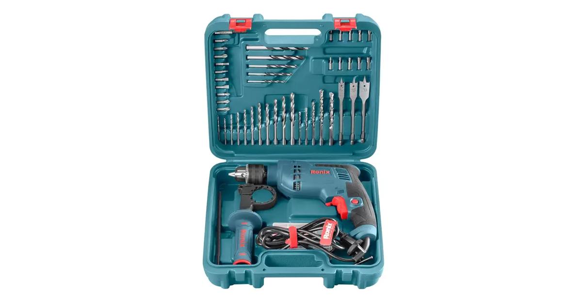 Ronix RS-0006 General 50-60Hz Home Electric Drill Tool Set Toolbox Storage PA6+GF30 Material 52 PCS Impact Drill Kits